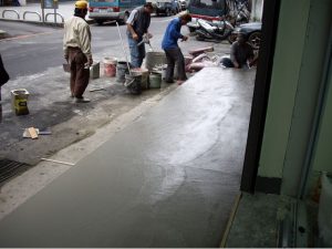 水泥工程－抿石子施工照片