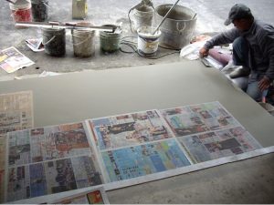 水泥工程－抿石子施工照片