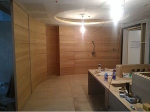 木工裝潢－玄關弧形貼皮造型牆